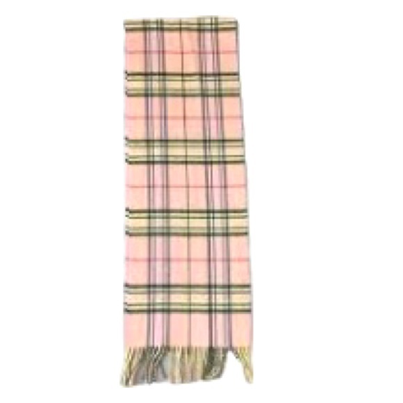 V.FRAAS Pink Plaid Pattern CASHMINK Fringe Scarf NWOT - Picture 1 of 6